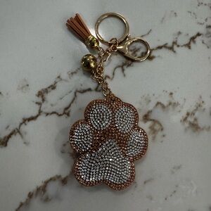 New dog paw print bling keychain
